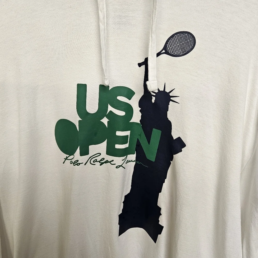 Polo Ralph Lauren Rare US Open Statue Of Liberty White Hoodie Adult Size Large